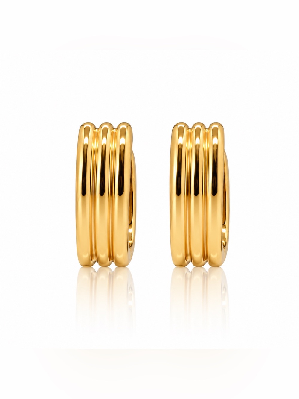 Gold-Filled Ridged Rectangular Huggie Earrings